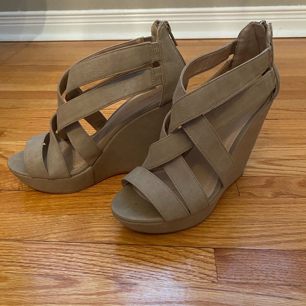 Material Girl Beige Wedges